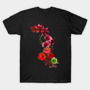 Flower Lover. Flowers on Black T-Shirt